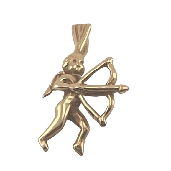 10K Gold Cupid Pendant With Bow & Arrow 3/4" - Picture 6 of 8
